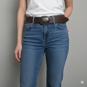 Brave Leather Brown Western Style Belt - 28" 🇨🇦